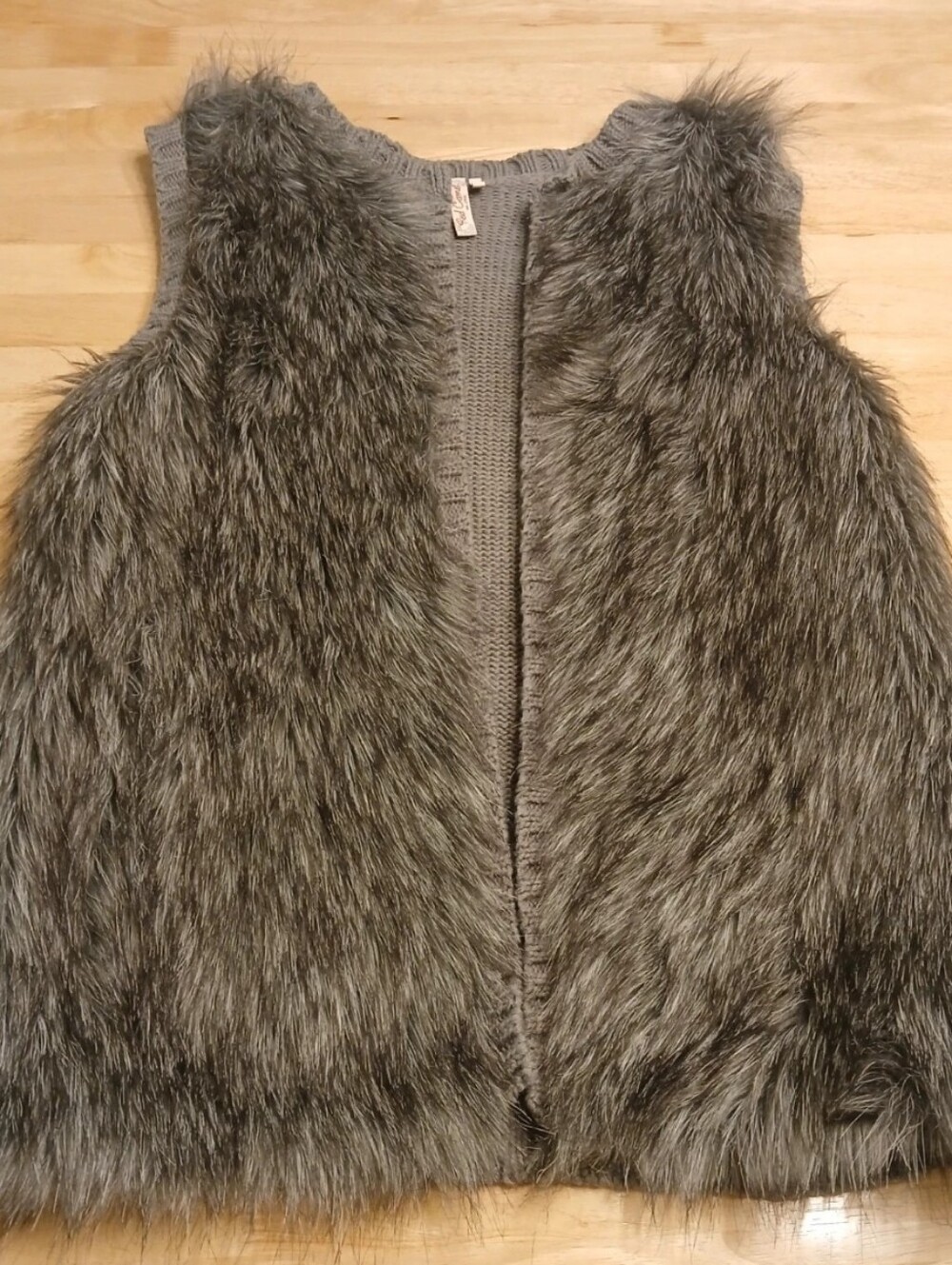 Red Camel Boho Gray Faux Fur Womens Vest